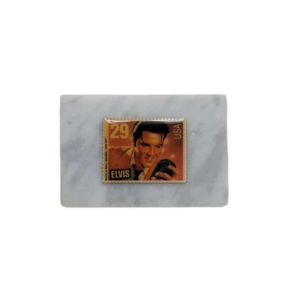 Elvis Presley 29 Cent Stamp Fine Marble Base Paperweight - Collectible Vintage